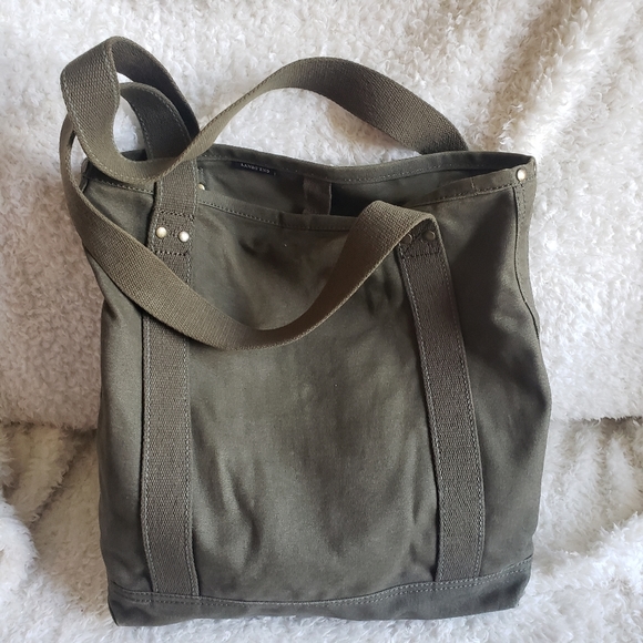 Lands' End Handbags - Land's End Army Green Canvas Open Top Tote